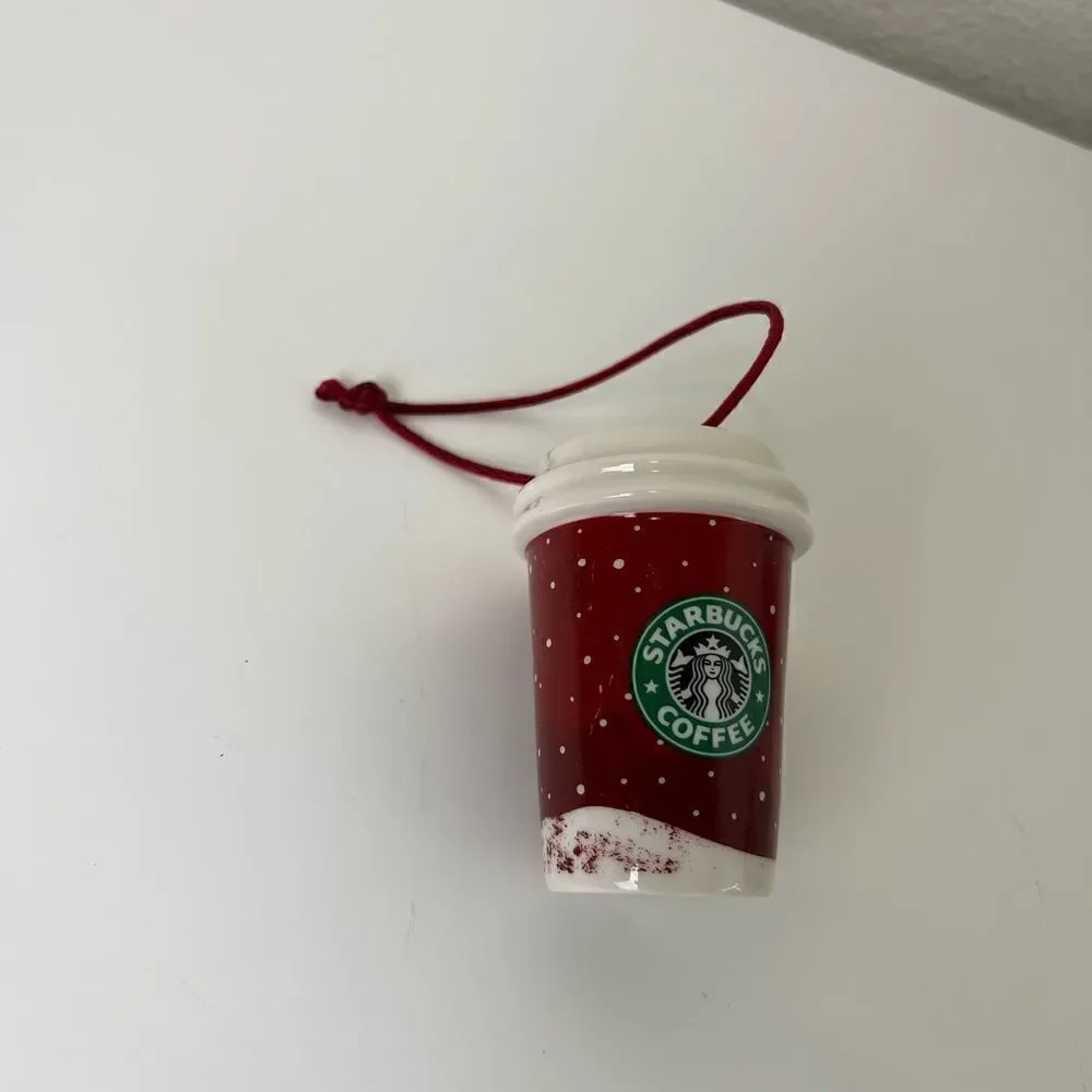 2007 STARBUCKS Christmas Blend Coffee Bag and Cup Set Ceramic Holiday Ornament